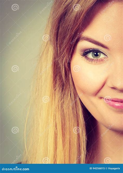 Portrait Of Happy Blonde Woman Smiling With Joy Stock Image Image Of