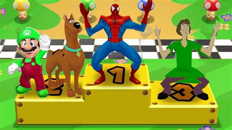 Mario Party Minigames Scooby Doo Vs Mario Vs Spider Man Vs Shaggy