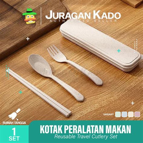 Jual Alat Makan Set In Sendok Garpu Sumpit Plastik Dengan Kotak Box