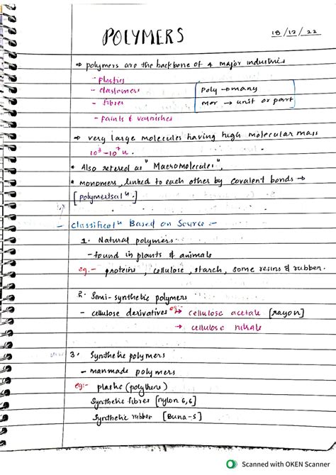 Solution Polymers Chemistry Handwritten Full Note Studypool