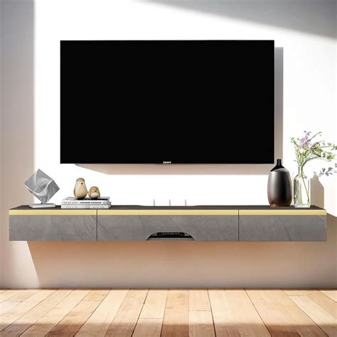 Pmnianhua Floating Tv Unit Wall Mounted Tv Cabinet Floating Shelves