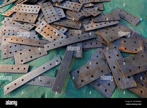 Steel Plates With Holes Stacked Together Stock Photo Alamy