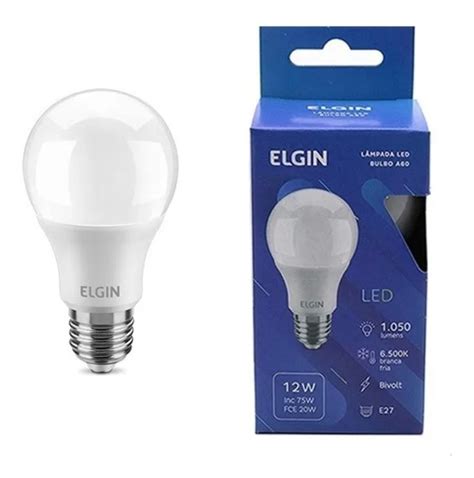 Kit 10 Lampadas Led 12w Bulbo E27 BiVolt Elgin Branca 1100LM Inmetro