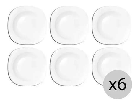 Set X6 Platos Hondos Nadir Plaza Vidrio Templado Opaline