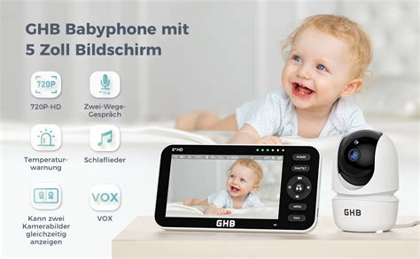 Ghb Babyphone Mit Kameras Zoll P Hd Ips Display Babyphone Kamera