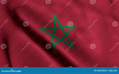 Morocco Flag With Waving Fabric Texture Real Satin Texture Morocco