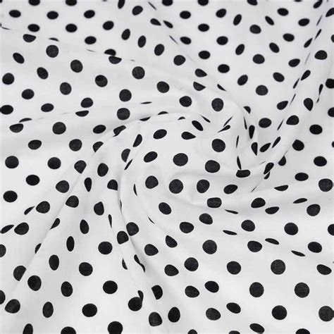 Tissu Coton Blanc Motif Pois Noir Pour Couture D Habits Tissu