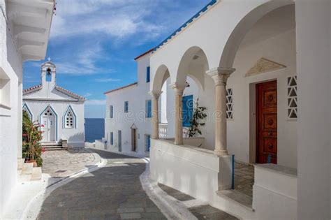 Andros Island Chora Town Cyclades Greece Agia Varvara White Orthodox