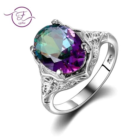 Genuine Rainbow Fire Mystic Topaz Ring 925 Sterling Silver Ring Fine