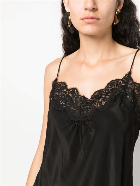 Zimmermann Lace Trim Ruched Tank Top Black Farfetch