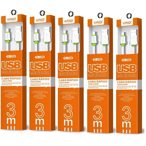 Kit Cabos Micro Usb V Transfere Dados E Carregamento Rapido Metros