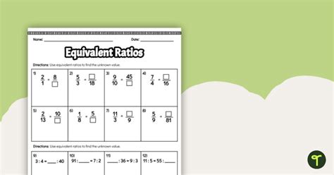 Equivalent Ratio Worksheets - Worksheets For Kindergarten