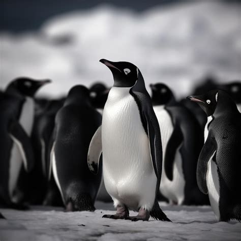 Premium AI Image A Group Of Penguins Stand Together In Front Of A