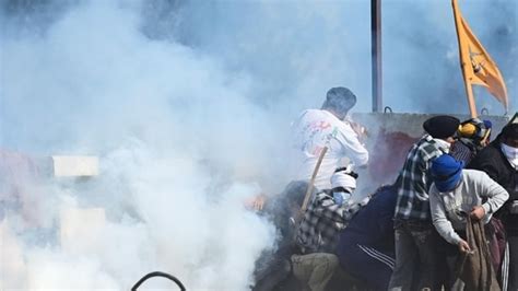 Farmers Protest Tear Gas Fired At Shambhu Border Police Allege Stone