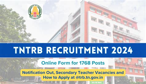 TN TRB Recruitment 2024 Out Form Fill For 1768 Secondary Teacher