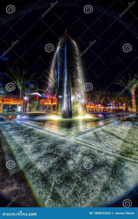 Water Fountain at Night Time in Las Vegas Editorial Stock Image - Image ...