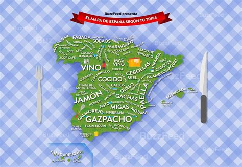 Nuestro Mapa De Los Platos Típicos Españoles Mapa De España España Mapas