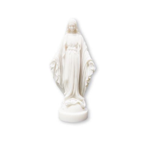 Statue Vierge Miraculeuse en albâtre blanc L Oratoire Saint Joseph