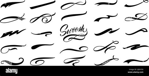 Calligraphic Swoosh Decoration Swish Symbols Retro Underline Swooshes