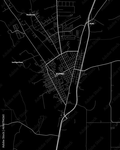 Las Vegas New Mexico Map, Detailed Dark Map of Las Vegas New Mexico Stock Illustration | Adobe Stock