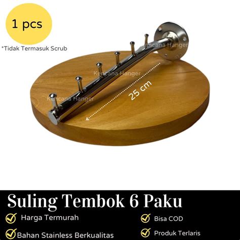 Jual Gantungan Baju Suling Tempel Tembok 6 Titik Paku Hanger L