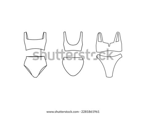 Swimming Suits Set Doodle Bikini Collectionbikini Stock Vector Royalty