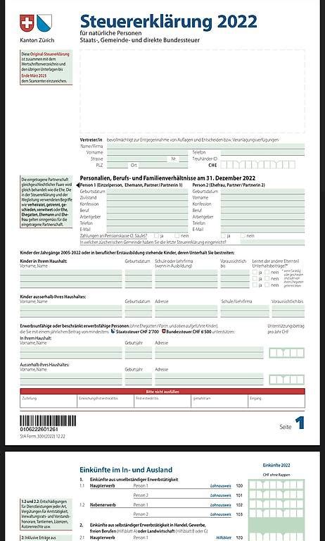 Steuererklärung tax declaration Zürich im Kanton Zürich tutti ch