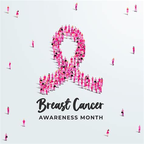 Premium Vector Breast Cancer Awareness Month Design Or Concept Pink Ribbon Made Of People