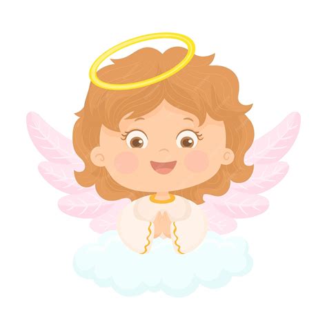 Premium Vector Cute Baby Angel Turns To God His Hands Folded In