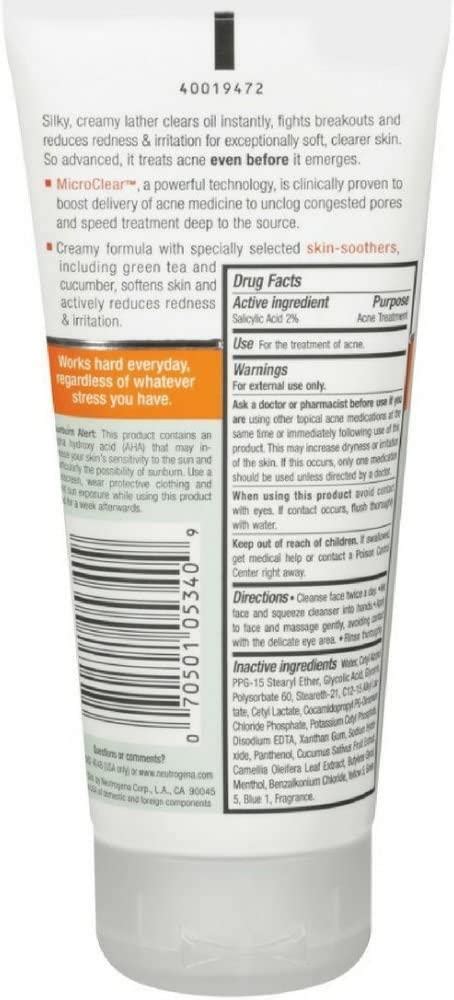 Neutrogena Oil Free Acne Stress Control Power Cream Wash 6 Fl Oz 177 Ml