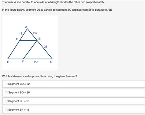 Solved Theorem A Line Parallel To One Side Of A Triangle Chegg