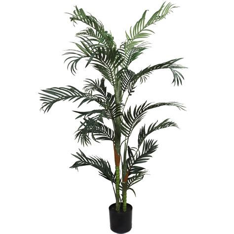 6ft Areca Palm Tree In Black Pot With Realistic Silk Leaves Indoor Potted Tropical Trees Home