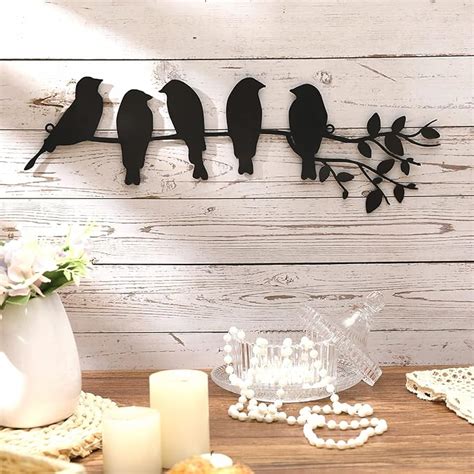 Ferraycle Metal Bird Wall Art Birds On The Branch Wall Decor Leaves