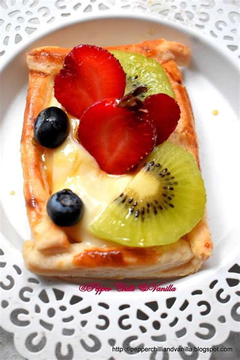 Vanilla Custard Fruit Tartfruit Custard Puff Pastry Tarts Pepper Chilli And Vanilla Puff