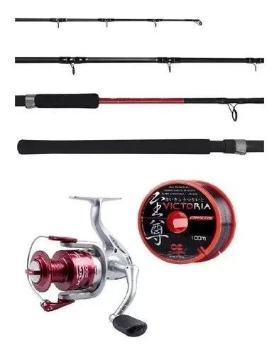 Kit Pesca Pesada Molinete Mortal Vara Libras Linha