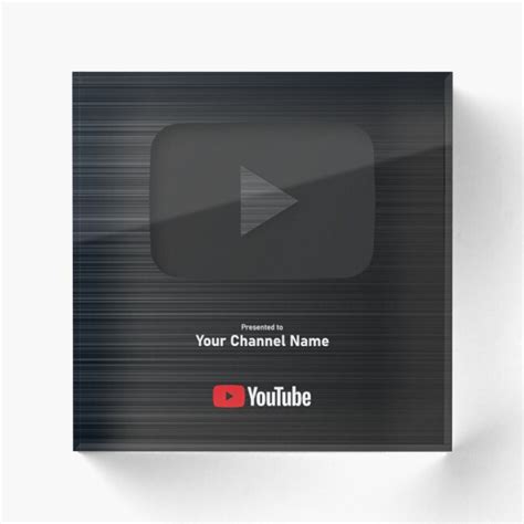 Youtube Award Plaque With The Black Play Button For Your Etsy