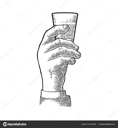 Male Hand Holding Glass Rum Vintage Vector Engraving Stock Vector Image By ©denispotysiev