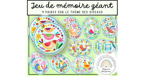 Jeu de mémoire géant oiseaux