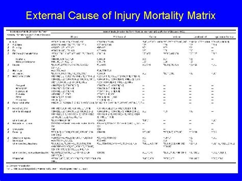 External Cause Of Injury Mortality Matrix Lois A