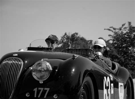 Jaguar Xk Ots Roadster On An Old Racing Car In Rally Mille