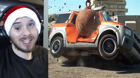 A TON OF FUN Reacting To4 Ton Wrecking Ball In Slow Motion The