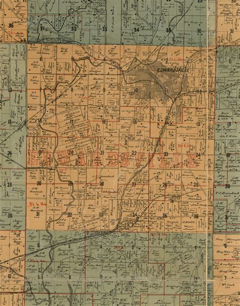 Edwardsville Illinois 1892 Old Town Map Custom Print Madison Co