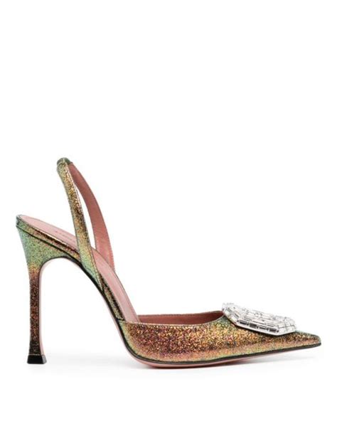 Amina Muaddi Camelia Sling Mm Pumps In Metallic Lyst