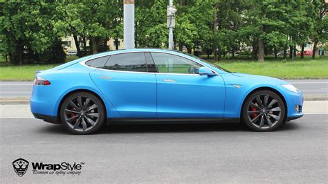 Tesla Model S Blue Metallic Wrap Wrapstyle