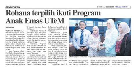 UTeM In Newspapers 2022 AUGUST 20 Opera Snapshot 2022 08 09 142956