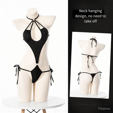 Sexy Strap Hanging Neck Lingerie Hot Three Point Hollow Out Plus Size One Piece Lingerie