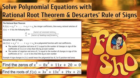 Rational Root Theorem Descartes Rule Of Signs For Solving