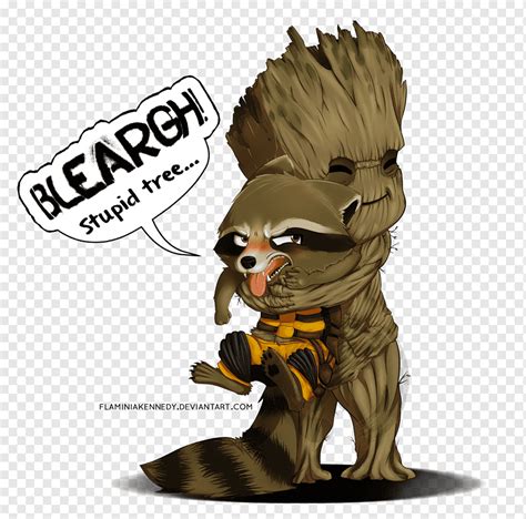 Rocket Raccoon Groot Character Hug Rocket Raccoon Love Fictional