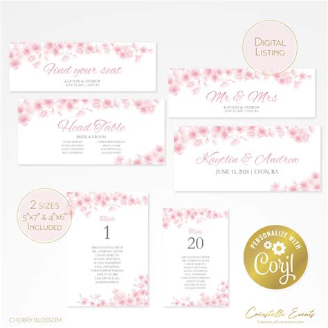 Cherry Blossom Seating Chart Template Pink Sakura Seating Etsy