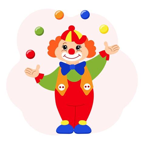 Linda Gracioso Dibujos Animados Payaso Malabarista Con Pelotas Para